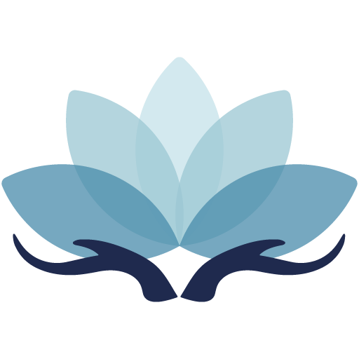 logotype dessin de lotus dans des nuances de bleus